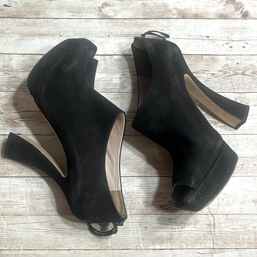 Miu Miu Black Suede Sculptural Heels